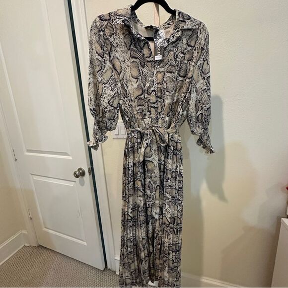 NWT Snake Print Midi Dress Sz L - Picture 1 of 7